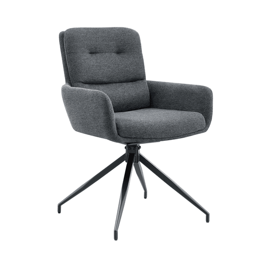 Conjunto de mesa e cadeiras jantar 3 peças - Mesa redonda de vidro temperado e 2 cadeiras giratórias 360° em tecido - Preto e cinza Conjunto de mesa e cadeiras jantar 3 peças - Mesa redonda de vidro temperado e 2 cadeiras giratórias 360° em tecido - Preto e cinza