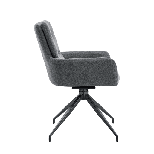 Conjunto de mesa e cadeiras jantar 3 peças - Mesa redonda de vidro temperado e 2 cadeiras giratórias 360° em tecido - Preto e cinza Conjunto de mesa e cadeiras jantar 3 peças - Mesa redonda de vidro temperado e 2 cadeiras giratórias 360° em tecido - Preto e cinza