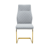 Conjunto mesa e cadeiras jantar 5 peças - Mesa redonda de vidro Ø85 cm com estrutura metálica dourada e 4 cadeiras jantar cinza claro dourado modernas - Design luxo leve elegante
