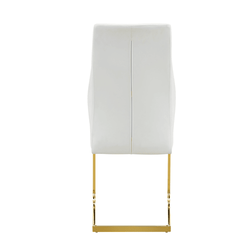 Conjunto mesa y sillas comedor Ø85 cm - Mesa redonda de vidrio templado con estructura dorada y 4 sillas modernas PU con respaldo acolchado - Blanco, dorado y transparente