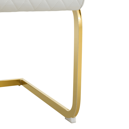Conjunto mesa y sillas comedor Ø85 cm - Mesa redonda de vidrio templado con estructura dorada y 4 sillas modernas PU con respaldo acolchado - Blanco, dorado y transparente