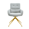 Conjunto mesa e cadeiras jantar 3 peças - Mesa redonda de vidro Ø85 cm com estrutura metálica e 2 cadeiras PU cinza claro giratórias 360° - Design moderno luxo leve