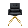 Conjunto mesa e cadeiras jantar 5 peças - Mesa redonda de vidro temperado Ø85 cm com estrutura metálica e 4 cadeiras PU preto dourado giratórias 360° - Design moderno luxo leve