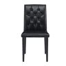 Conjunto mesa e cadeiras jantar 5 peças - Mesa redonda de vidro Ø85 cm com 4 cadeiras PU com encosto decorado com botões, design minimalista moderno - Luxo leve