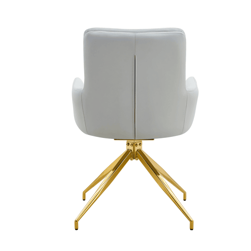 Conjunto mesa e cadeiras jantar 5 peças - Mesa redonda de vidro Ø85 cm com 4 cadeiras PU cinza claro giratórias 360° e estrutura metálica - Luxo leve Conjunto mesa e cadeiras jantar 5 peças - Mesa redonda de vidro Ø85 cm com 4 cadeiras PU cinza claro giratórias 360° e estrutura metálica - Luxo leve