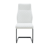 Conjunto mesa e cadeiras jantar 5 peças - Mesa redonda vidro Ø85 cm com 4 cadeiras PU brancas de encosto alto e capitonê losango - Elegante
