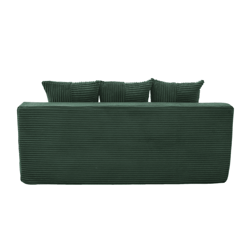 Sofá de 3 lugares u2013 algodão e linho, porta-copos, bolsos laterais e almofadas tecidas u2013 Verde esmeralda Sofá de 3 lugares u2013 algodão e linho, porta-copos, bolsos laterais e almofadas tecidas u2013 Verde esmeralda