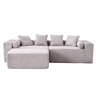Sofá modular em L de 3 lugares - estilo «nuvem», almofadas macias e estofo em chenille - Cinzento