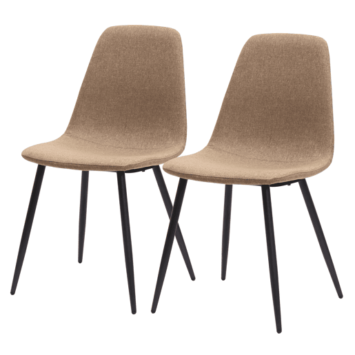 Conjunto de 2 cadeiras de jantar - design minimalista em tecido e metal - Castanho Conjunto de 2 cadeiras de jantar - design minimalista em tecido e metal - Castanho