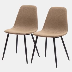 Conjunto de 2 cadeiras de jantar - design minimalista em tecido e metal - Castanho