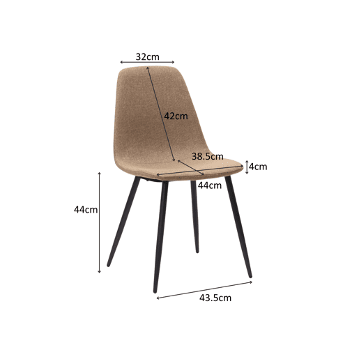 Conjunto de 2 cadeiras de jantar - design minimalista em tecido e metal - Castanho Conjunto de 2 cadeiras de jantar - design minimalista em tecido e metal - Castanho