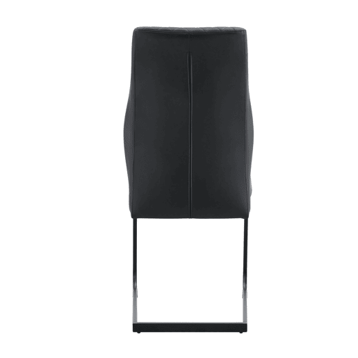 Conjunto mesa e cadeiras jantar 3 peças - Mesa redonda vidro Ø85 cm com 2 cadeiras PU pretas de encosto alto e capitonê losango - Elegante Conjunto mesa e cadeiras jantar 3 peças - Mesa redonda vidro Ø85 cm com 2 cadeiras PU pretas de encosto alto e capitonê losango - Elegante