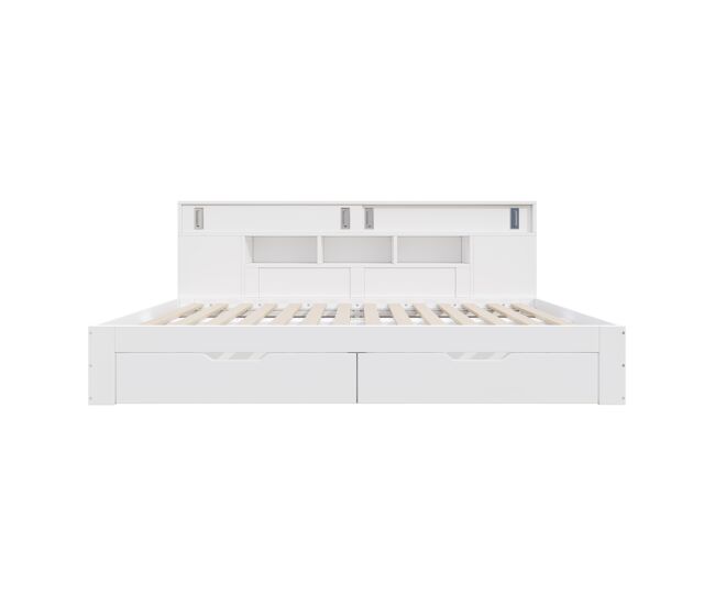 Cama infantil tipo daybed 90x200 - individual multifuncional con cajones, estantería y almacenamiento - blanco