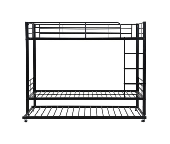 Litera de hierro forjado 90x200 cm - con cama nido 90x190 cm - negro