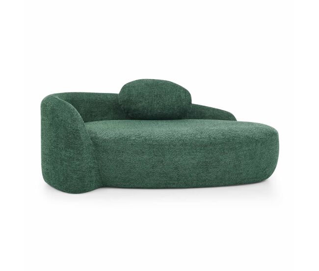 Sofá de teddy fleece minimalista - diseño redondeado, tapizado suave con cojines, ideal para salón, dormitorio y estudio - verde