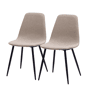 Cadeiras de jantar u2013 Conjunto de 2, tecido e pernas de metal, design minimalista u2013 Branco