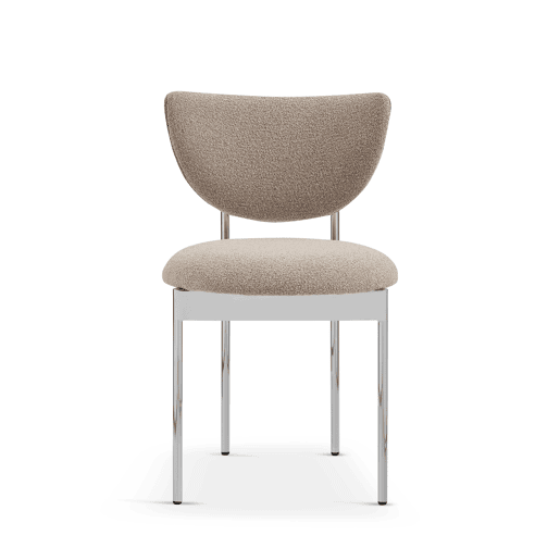 Conjunto de 2 cadeiras de jantar - design escandinavo, estofadas em tecido com estrutura em aço inoxidável - cáqui claro