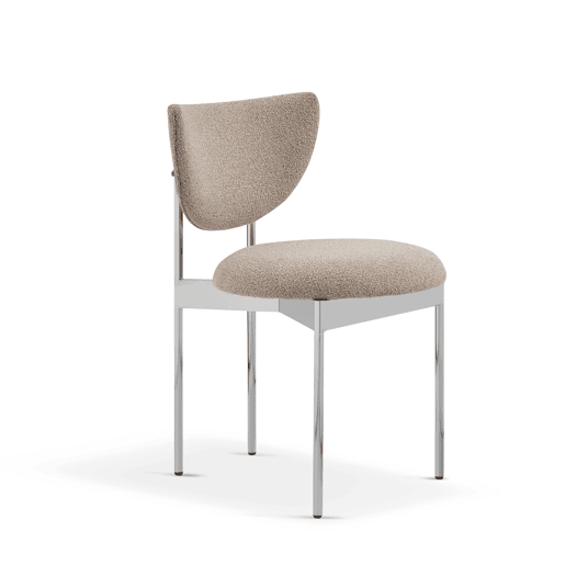 Conjunto de 2 cadeiras de jantar - design escandinavo, estofadas em tecido com estrutura em aço inoxidável - cáqui claro
