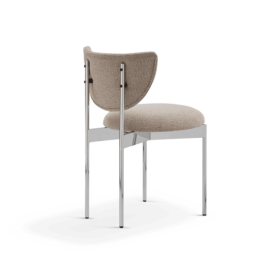 Conjunto de 2 cadeiras de jantar - design escandinavo, estofadas em tecido com estrutura em aço inoxidável - cáqui claro