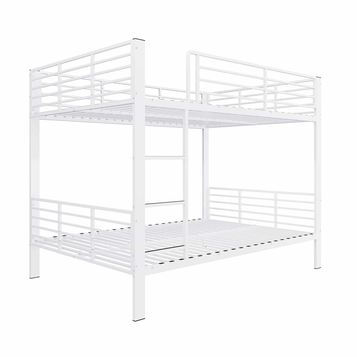 Litera metálica 140×200 cm - estable con barandilla, escalera, silenciosa y antideslizante - blanco