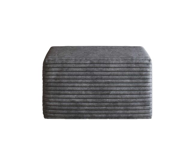Puff decorativo 65x60x38 cm - tapizado en tela con relleno de espuma - gris oscuro