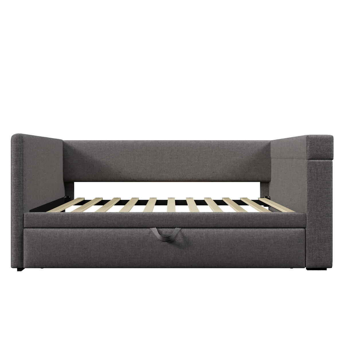 Sofá cama 90x190 cm - sofá individual con cama extraíble, brazos con puertos usb y type-c, portavasos, tela mixta de lino - gris