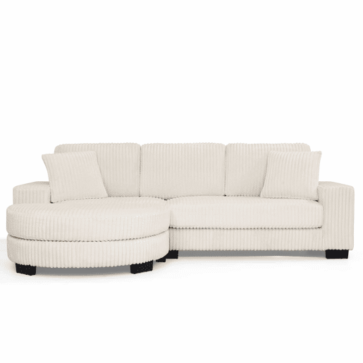 Sofá de canto modular em L 256,5 x 133,5 x 89 cm - Sofá de 4 lugares em veludo clássico com otomana oval e 2 almofadas, ideal para sala de estar, apartamento e escritório - Bege Sofá de canto modular em L 256,5 x 133,5 x 89 cm - Sofá de 4 lugares em veludo clássico com otomana oval e 2 almofadas, ideal para sala de estar, apartamento e escritório - Bege
