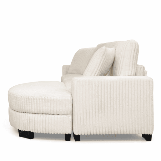 Sofá de canto modular em L 256,5 x 133,5 x 89 cm - Sofá de 4 lugares em veludo clássico com otomana oval e 2 almofadas, ideal para sala de estar, apartamento e escritório - Bege Sofá de canto modular em L 256,5 x 133,5 x 89 cm - Sofá de 4 lugares em veludo clássico com otomana oval e 2 almofadas, ideal para sala de estar, apartamento e escritório - Bege