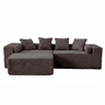 Sofá modular em L, 3 lugares, 266×110×60 cm u2013 estilo «nuvem», almofadas macias e estofo em chenille u2013 Preto