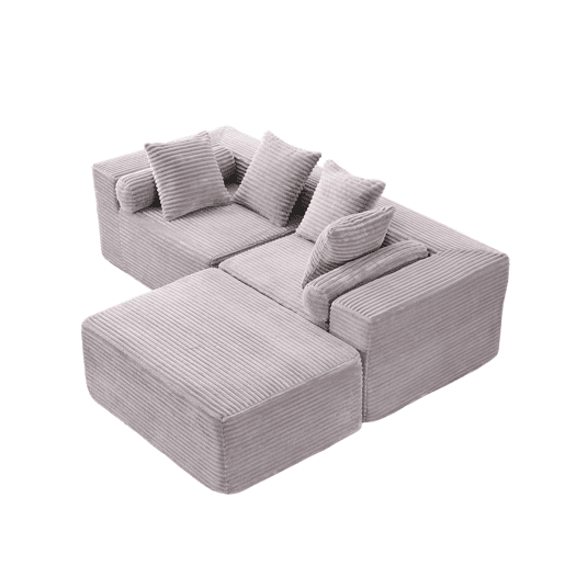 Sofá modular em L de 3 lugares u2013 efeito nuvem, almofadas macias, chenille, sem montagem u2013 Cinzento Sofá modular em L de 3 lugares u2013 efeito nuvem, almofadas macias, chenille, sem montagem u2013 Cinzento