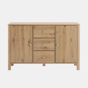 Aparador 120 × 40 × 80 cm - 3 gavetas e 2 portas - Carvalho