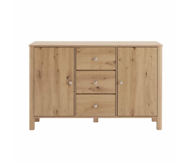 Aparador 120 × 40 × 80 cm - 3 cajones y 2 puertas - roble
