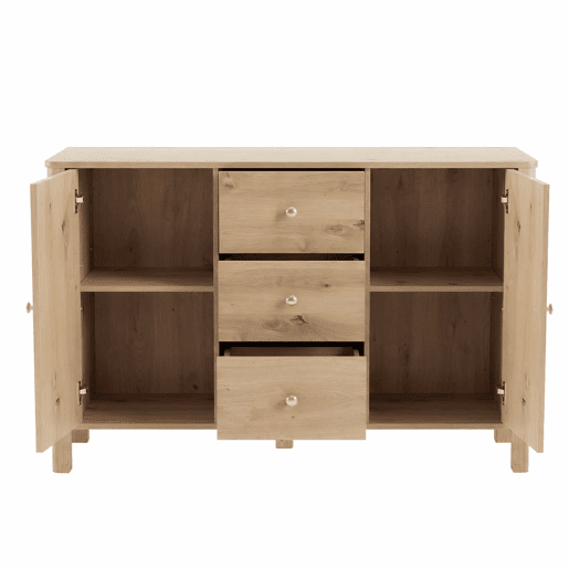 Aparador 120 × 40 × 80 cm - 3 gavetas e 2 portas - Carvalho Aparador 120 × 40 × 80 cm - 3 gavetas e 2 portas - Carvalho