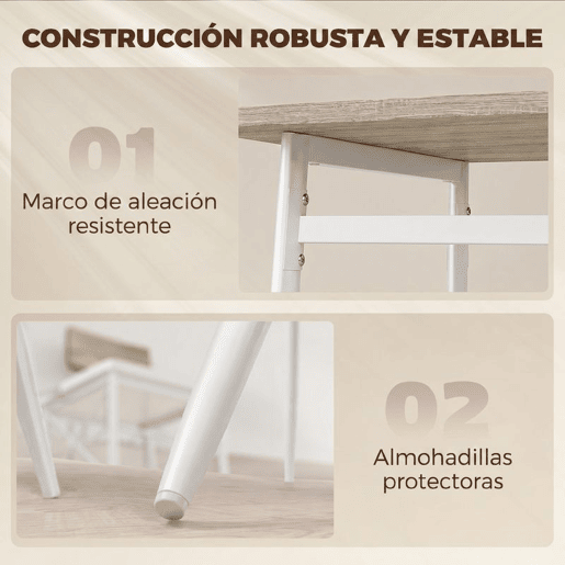 HOMCOM Conjunto de Mesa e 4 Cadeiras de Jantar, Mesa de Cozinha Retangular com Cadeiras Acolchoadas, Estilo Moderno, Estrutura Metálica, para Espaços Pequenos, 106x66x75 cm, Carvalho e Branco HOMCOM Conjunto de Mesa e 4 Cadeiras de Jantar, Mesa de Cozinha Retangular com Cadeiras Acolchoadas, Estilo Moderno, Estrutura Metálica, para Espaços Pequenos, 106x66x75 cm, Carvalho e Branco