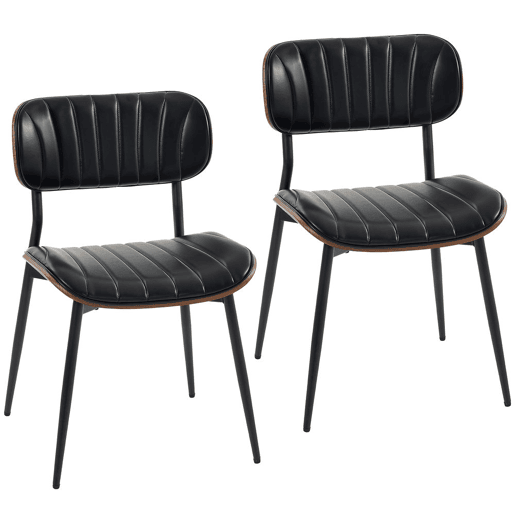 HOMCOM Conjunto de 2 Cadeiras de Sala de Jantar, Cadeiras de Cozinha Modernas em Pele Sintética, Encosto Curvo, Assento Acolchoado, Madeira Curvada e Pernas Metálicas, Preto e Castanho HOMCOM Conjunto de 2 Cadeiras de Sala de Jantar, Cadeiras de Cozinha Modernas em Pele Sintética, Encosto Curvo, Assento Acolchoado, Madeira Curvada e Pernas Metálicas, Preto e Castanho