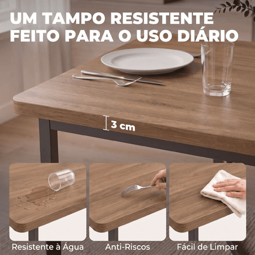 HOMCOM Conjunto de Mesa de Jantar Extensível e 6 Cadeiras Empilháveis, 120-160 cm, para 4-6 Pessoas, Estrutura Metálica, Castanho Efeito Madeira HOMCOM Conjunto de Mesa de Jantar Extensível e 6 Cadeiras Empilháveis, 120-160 cm, para 4-6 Pessoas, Estrutura Metálica, Castanho Efeito Madeira