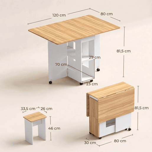 HOMCOM Conjunto de Mesa de Jantar Dobrável com 4 Bancos, 2 Abas RebatÃveis, 6 Rodas e 2 Prateleiras, Branco e Efeito Carvalho HOMCOM Conjunto de Mesa de Jantar Dobrável com 4 Bancos, 2 Abas RebatÃveis, 6 Rodas e 2 Prateleiras, Branco e Efeito Carvalho