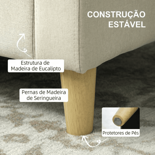 HOMCOM Sofá de 2 Lugares Estofado em Linho Sintético com Espaço de Armazenamento, Sofá Moderno com 2 Almofadas, Bolsos e Pés de Madeira, Suporta até 240 kg para Quarto ou Sala 135x71x84 cm Bege HOMCOM Sofá de 2 Lugares Estofado em Linho Sintético com Espaço de Armazenamento, Sofá Moderno com 2 Almofadas, Bolsos e Pés de Madeira, Suporta até 240 kg para Quarto ou Sala 135x71x84 cm Bege