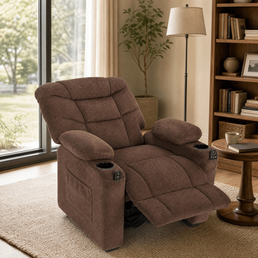 HOMCOM Cadeirão Relax Reclinável Elétrico com Calor Lombar e Massagem Vibratória, Motor Silencioso, Função Memória, Assento Largo, Bolsos, Porta-copos, USB, Veludo, Castanho HOMCOM Cadeirão Relax Reclinável Elétrico com Calor Lombar e Massagem Vibratória, Motor Silencioso, Função Memória, Assento Largo, Bolsos, Porta-copos, USB, Veludo, Castanho