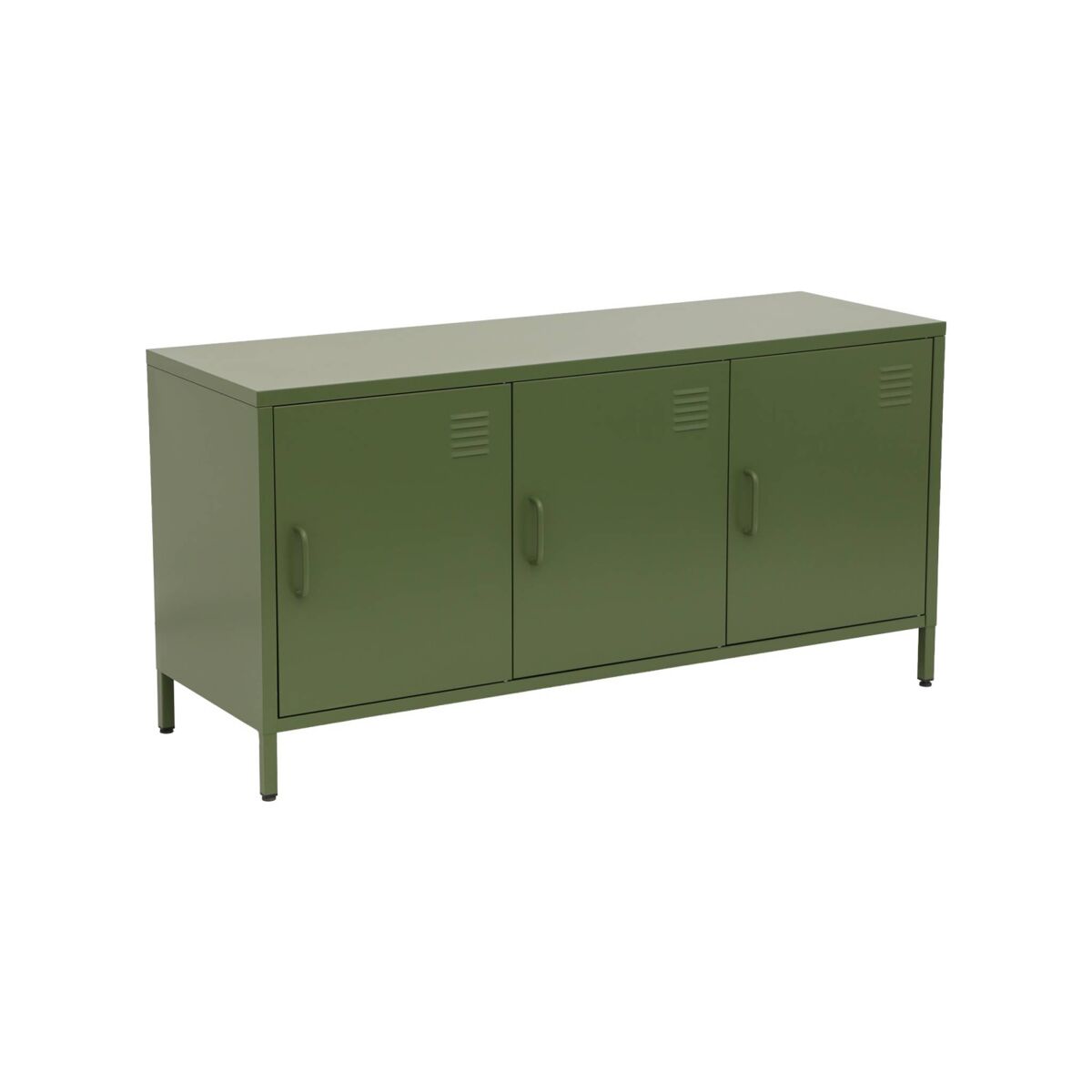 mueble de tv estilo industrial de metal con 3 puertas 120cm alabama verde 120x40x60 cm