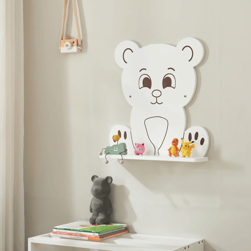 Estante de parede infantil Korsør em forma de urso 50x46x10 cm - Branco en.casa Estante de parede infantil Korsør em forma de urso 50x46x10 cm - Branco en.casa