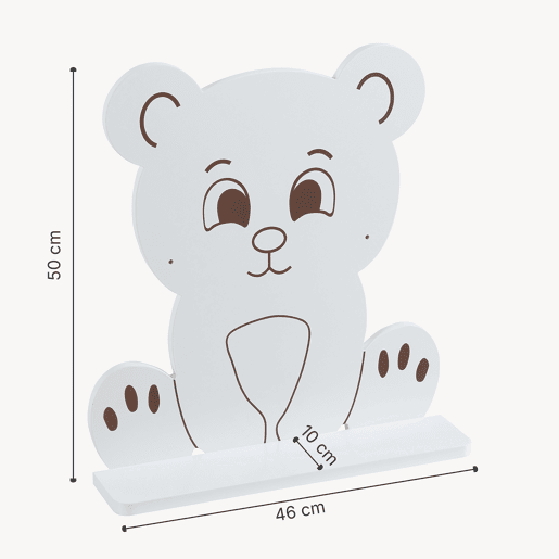 Estante de parede infantil Korsør em forma de urso 50x46x10 cm - Branco en.casa Estante de parede infantil Korsør em forma de urso 50x46x10 cm - Branco en.casa