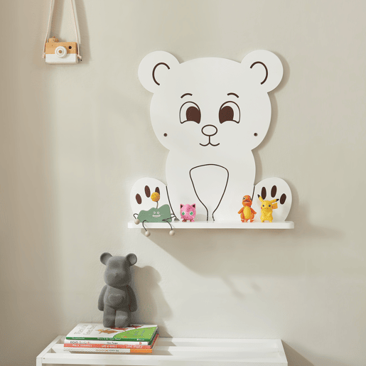 Estante de parede infantil Korsør em forma de urso 50x46x10 cm - Branco en.casa Estante de parede infantil Korsør em forma de urso 50x46x10 cm - Branco en.casa