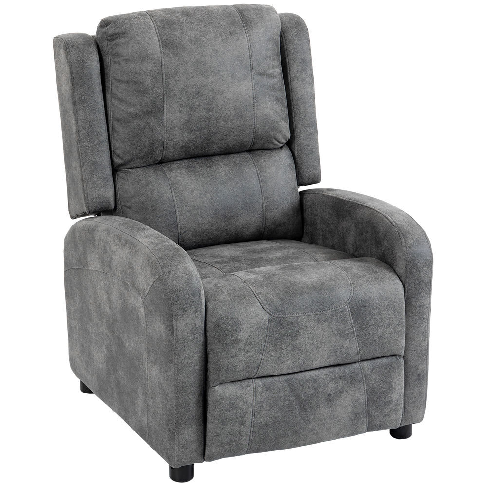 Homcom sillón relax reclinable, sillón reclinable manual, tapizado en cuero sintético, instalación rápida, reposapiés, muelles ensacados y acolchado grueso, para salón, dormitorio, oficina, gris