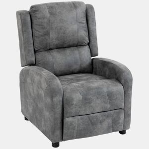 HOMCOM Poltrona Relax Reclinável Manual em Pele Sintética com Apoio de Pés, Molas Ensacadas e Assento Acolchoado, Cinzento