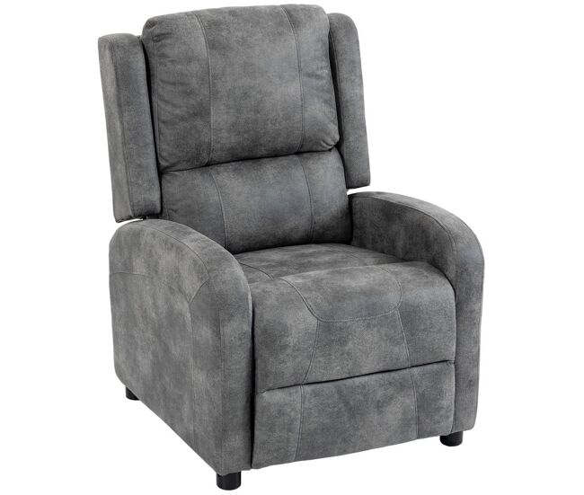 Homcom sillón relax reclinable, sillón reclinable manual, tapizado en cuero sintético, instalación rápida, reposapiés, muelles ensacados y acolchado grueso, para salón, dormitorio, oficina, gris
