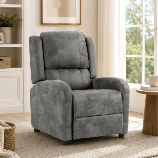 HOMCOM Poltrona Relax Reclinável Manual em Pele Sintética com Apoio de Pés, Molas Ensacadas e Assento Acolchoado, Cinzento HOMCOM Poltrona Relax Reclinável Manual em Pele Sintética com Apoio de Pés, Molas Ensacadas e Assento Acolchoado, Cinzento
