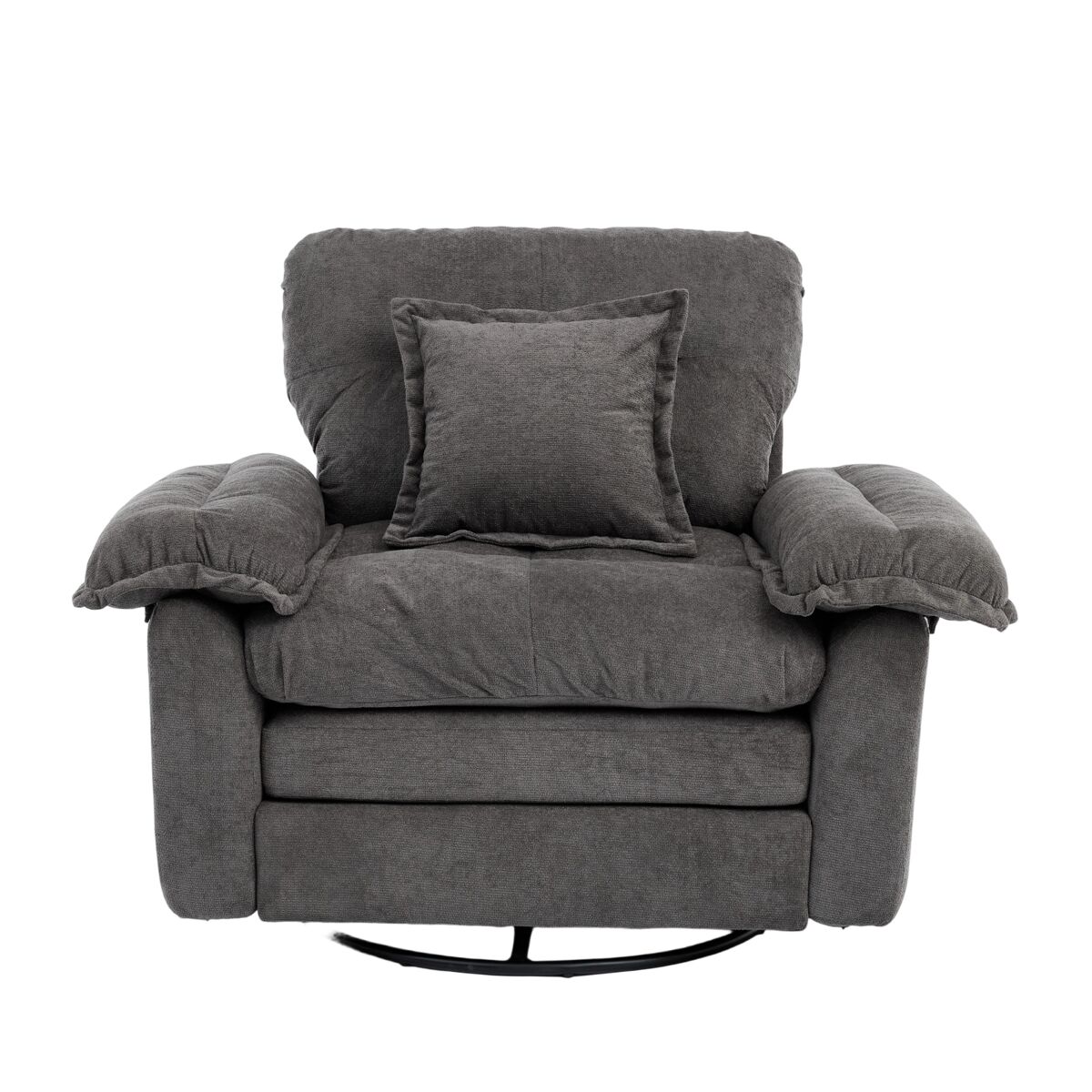 Sillón individual chenilla 360° - oversized giratorio con cojín de apoyo - gris
