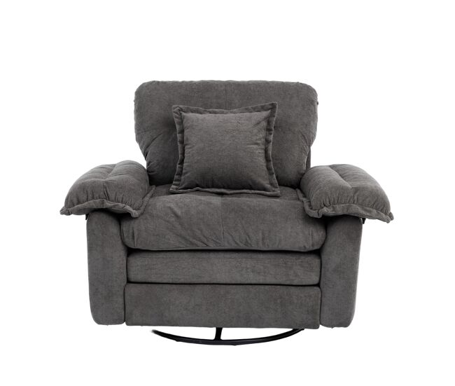 Sillón individual chenilla 360° - oversized giratorio con cojín de apoyo - gris