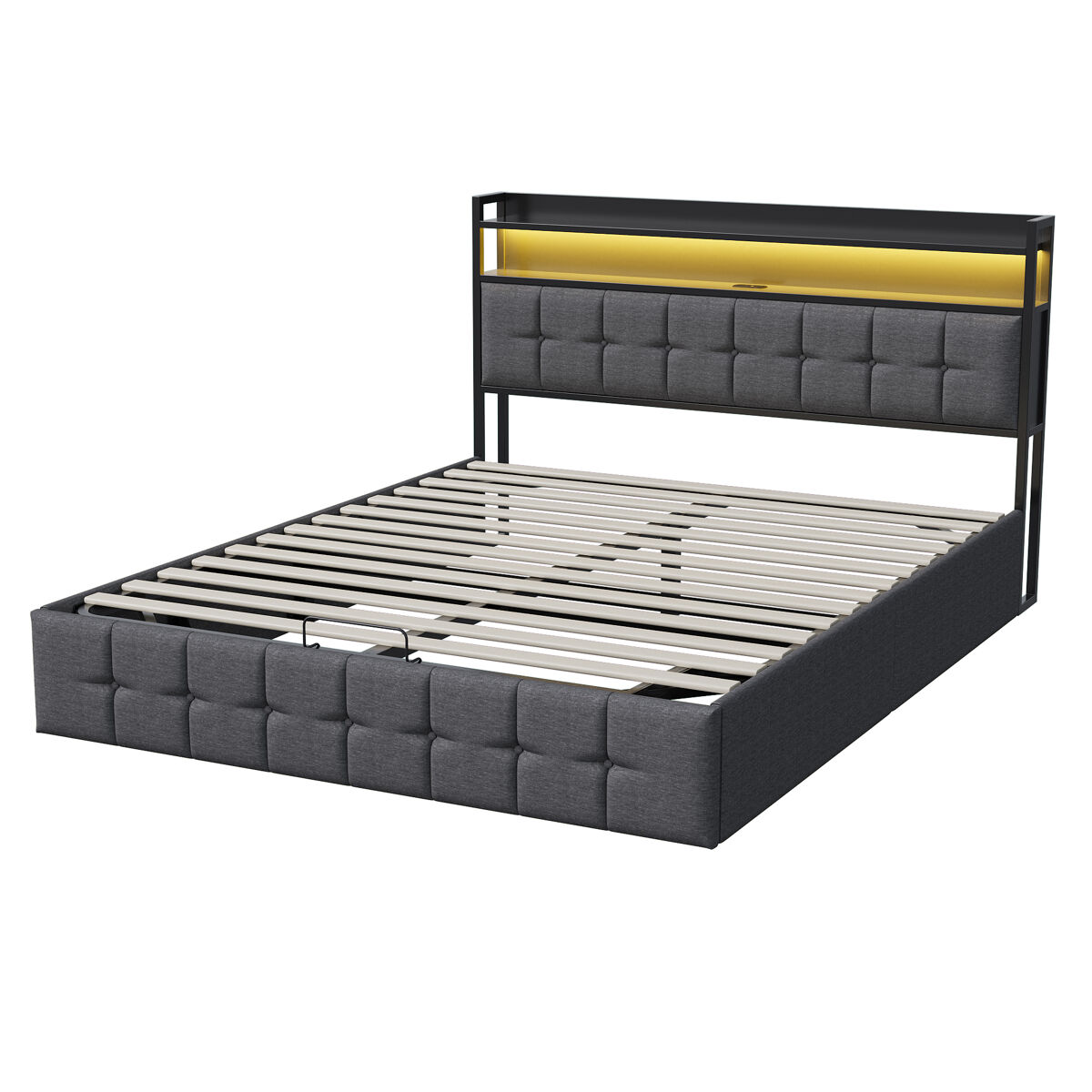 cama tapizada 140x200cm con usb y enchufes cama juvenil de matrimonio con somier y espacio de almacenaje cama con canape con led lino gris